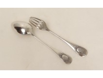Couvert cuillère et fourchette monogrammé poinçon  XIXème