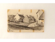 Dessin, Fusain, village Ile aux moines, Mobihan 56, TOUZE, XXème siècle