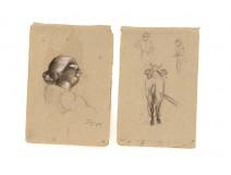 Carnet Dessins Fusains Portraits Paysages Etudes Peintre Eugène FOREL XIXè