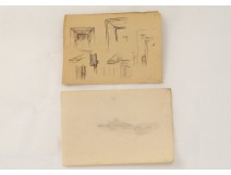 Dessins Fusains Portraits Paysages Etudes Peintre Eugène FOREL XIXè 