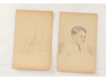 Dessins Fusains Portraits Paysages Etudes Peintre Eugène FOREL XIXè XXé