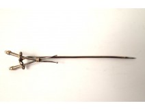 Epingle à Cravate Or Massif 18 Carats Tête Aigle Epées Perles XIXè