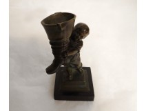 Sculpture enfant bronze pyrogène marbre antique french XIXème siècle