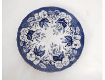 Assiette faïence Bordeaux Vieillard Johnston fleurs french antique XIXème