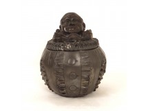 Pot à tabac Pierrot étain Art signé antique french tobacco box XIXème