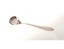 Cuillère moutarde ou sel coquillage argent massif  poiçons  XIXème siècle