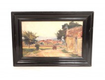  Hsp vue du sud France  Provence village antique french XIXème siècle