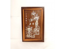 Panneau nacre chine oiseaux fleurs XIXème siècle