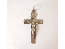 Croix Christ argent massif Soeurs Saint-Jacut Sacré-Coeur XIXème siècle