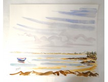 HST paysage marine bateaux Golfe Morbihan Bretagne Touzé XXème siècle