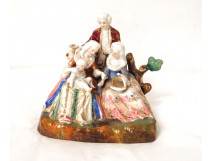 Personnages porcelaine enfant fleurs antique french XXème siècle