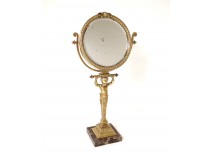 Miroir table glace psyché bronze doré marbre cheribin Napoléon III XIXème