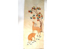 Morceau de tissu tonki brodé de soie antique XXème siècle