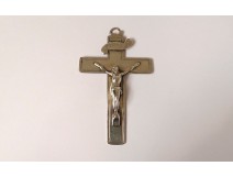 Croix pendentif Christ argent massif Soeurs Saint-Jacut XIXème siècle